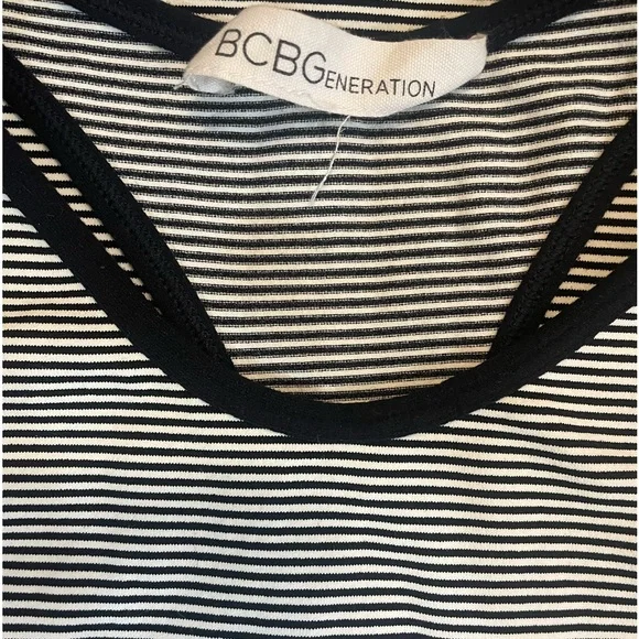 BCBGeneration Stripped Black, White Seamless Racerback Dress,Small/Medium - Picture 7 of 10